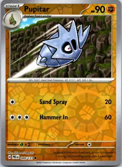 Pokemon TCG - Pupitar Reverse Holo Common SV: Prismatic Evolutions 048/131 NM - Image 1