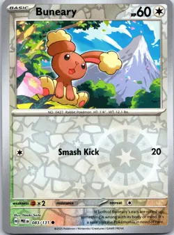 Pokemon TCG - Buneary Reverse Holo Common SV: Prismatic Evolutions 083/131 NM - Image 1