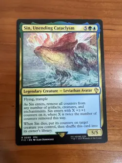 SIN, UNENDING CATACLYSM (SURGE FOIL) 95 COMMANDER: FINAL FANTASY MTG NM/M - Image 1