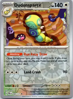 Pokemon TCG - Dudunsparce Reverse Holo Rare SV: Prismatic Evolutions 080/131 NM - Image 1