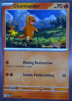 Charmander 007/091 Cosmo Holo Paldean Fates Pokemon Near Mint - Image 1