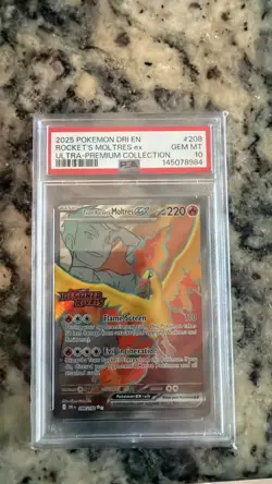 Pokemon Rocket’s Moltres ex #208 PSA 10 Gem Mint 2025 Destined Rivals Ultra Rare - Image 1