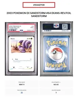 *POP 30* PSA 9 - 2003 Pokemon EX Sandstorm Ekans #64 - Reverse Holo - Image 3
