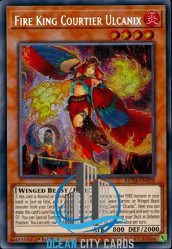 Yugioh Fire King Courtier Ulcanix ROTA-EN098 Secret Rare 1st Edition - Image 3