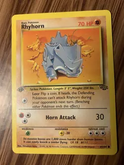 💥 Rhyhorn 1st Edition 61/64 Jungle Set Non Holo Foil Pokemon 1999 Vintage Card - Image 2