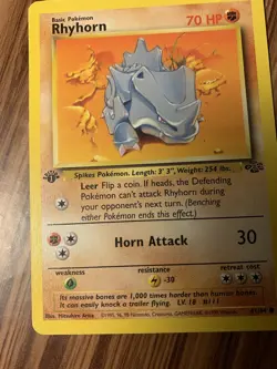 💥 Rhyhorn 1st Edition 61/64 Jungle Set Non Holo Foil Pokemon 1999 Vintage Card - Image 4