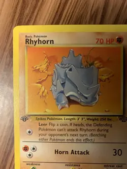 💥 Rhyhorn 1st Edition 61/64 Jungle Set Non Holo Foil Pokemon 1999 Vintage Card - Image 5