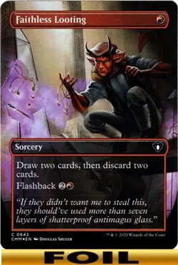 1x - Faithless Looting - FOIL BORDERLESS #642 - Commander Masters - CUC NM MTG - Image 1