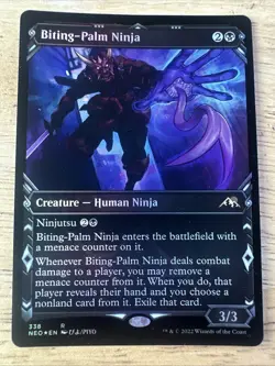 MTG 1x FOIL SHOWCASE Biting-Palm Ninja 338 Kamigawa: Neon Dynasty Magic x1 NM - Image 1