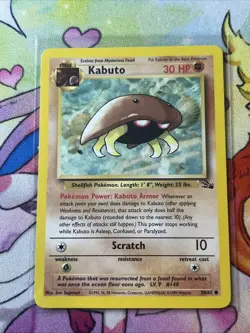 Kabuto 50/62 Common Fossil Unlimited Pokemon TCG Card LP 1999 Vintage WOTC - Image 1
