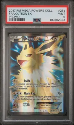 POKEMON MEGA POWERS JOLTEON EX #28A FULL ART PROMO PSA 9 MINT #123993524 - Image 1