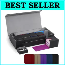6 Compartment Waterproof Card Deck Box with Playmat - MTG & YuGiOh Compatible - Image 1
