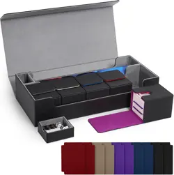 6 Compartment Waterproof Card Deck Box with Playmat - MTG & YuGiOh Compatible - Image 3