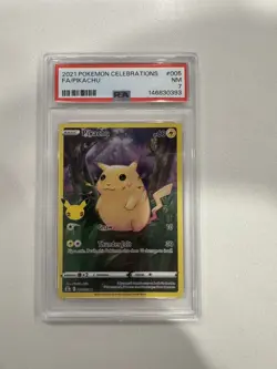 2021 POKEMON CELEBRATIONS #005 FULL ART FA PIKACHU PSA 7 005/025 STAMP STAR - Image 1
