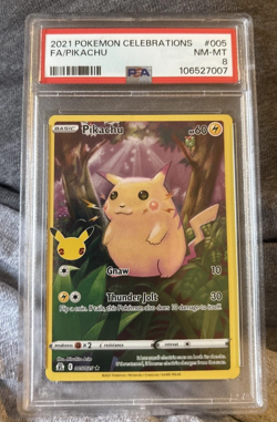 Pikachu 005/025 PSA 8 NM-MT – 2021 Celebrations Full Art Holo Pokemon Card - Image 1