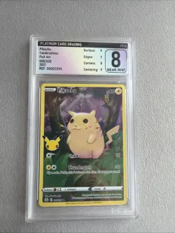 Pokemon TCG Pikachu Celebrations 005/025 Full Art 2021 Graded Card Near Mint 8 - Image 1