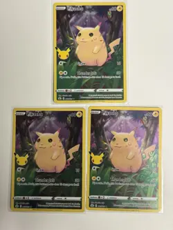 2021 Pokemon TCG Celebrations Pikachu #005/025 Holo Full Art Lot Of 3 - Image 1