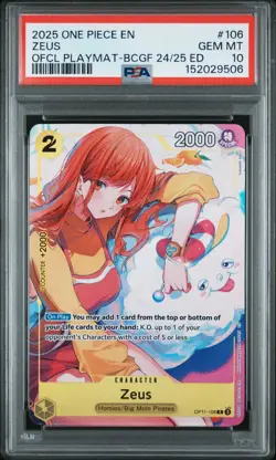 One Piece Zeus PSA 10 Playmat Bandai Card Games Fest 24-25 Promo OP11-106 - Image 1