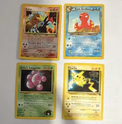 Pokemon TCG 2000 4-Card Lot Entei Holo 6/64 Pikachu Promo Dark Octillery - Image 1