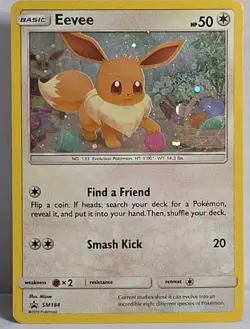 Eevee SM184 Sun & Moon Promo Double Swirl Cosmos Holo MP-LP Pokemon TCG Card - Image 1