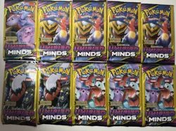 Lot of 10 Pokemon Sun & Moon Unified Minds 3 Card Booster Packs - Image 1