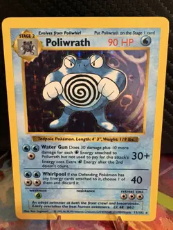 Pokemon Poliwrath Holo 13/102 Shadowless Base Set HP Heavily Played WOTC Vintage - Image 1