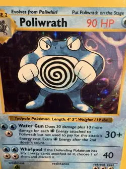 Pokemon Poliwrath Holo 13/102 Shadowless Base Set HP Heavily Played WOTC Vintage - Image 2