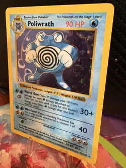 Pokemon Poliwrath Holo 13/102 Shadowless Base Set HP Heavily Played WOTC Vintage - Image 3