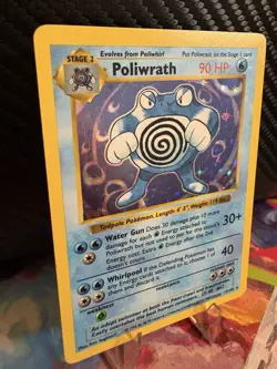 Pokemon Poliwrath Holo 13/102 Shadowless Base Set HP Heavily Played WOTC Vintage - Image 4
