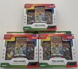 In Hand Pokemon First Partner Illustration Collection Series 1 (Lot Of 3) SEALED - Image 1