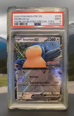 SNORLAX EX PRISMATIC STAMPED EXCLUSIVE #076 2025 POKEMON SNORLAX BLISSEY PSA 9 - Image 1