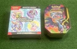 Pokemon TCG Lot Journey Together Booster Bundle + Mega Charizard Tin X2 - Image 1