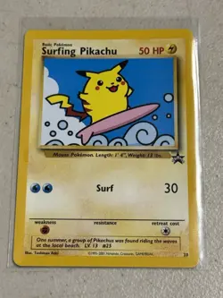 Pokemon TCG Surfing Pikachu #28 WOTC Black Star Promo - Image 1