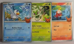 Quaxly Fuecoco & Sprigatito Trick or Trade 2024 Halloween Stamp LP-NM Pokemon - Image 1