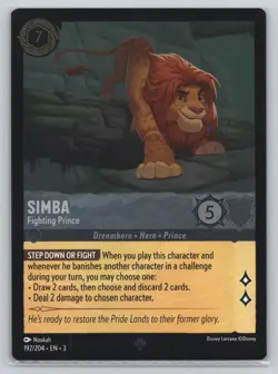 Disney Lorcana Cold Foil - Simba - Fighting Prince - 192/204 - Inklands -z113 - Image 1