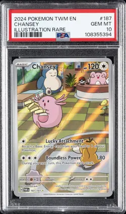 2024 POKEMON TWM EN-TWILIGHT MASQUERADE ILLUSTRATION RARE #187 CHANSEY PSA 10 - Image 1
