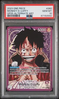 2023 ONE PIECE OP05 AWAKENING OF THE NEW ERA MONKEY D LUFFY ALTERNATE ART PSA 10 - Image 1