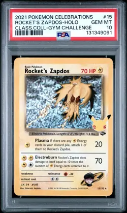 2021 POKEMON CELEBRATIONS CLASSIC COLLECTION #15 ROCKET'S ZAPDOS-HOLO PSA 10 - Image 1
