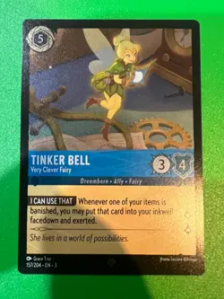 Disney Lorcana Into the Inklands - 157/204 Tinker Bell - Super Rare Cold FOIL - Image 1