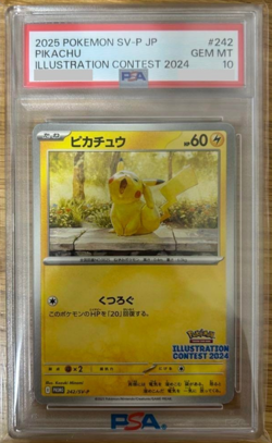 Pokemon Card PSA 10 Pikachu 242/SV-P Japanese Promo 2024 Illustration Contest 20 - Image 1