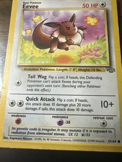 Eevee 51/64 Common Jungle Pokemon Unlimited MP/LP 1999 Nintendo Free Sleeve - Image 1