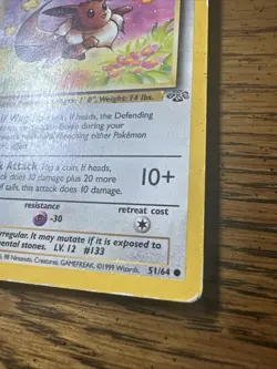 Eevee 51/64 Common Jungle Pokemon Unlimited MP/LP 1999 Nintendo Free Sleeve - Image 2