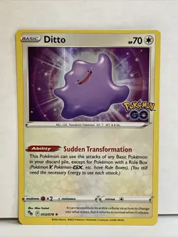 Ditto - Pokemon GO - 053/078 - Holo Rare - Mint - Miscut Error Card - Image 1