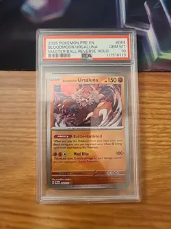 Pokemon Bloodmoon Ursaluna Prismatic Evo. Master Ball Reverse Holo #054 PSA 10 - Image 1