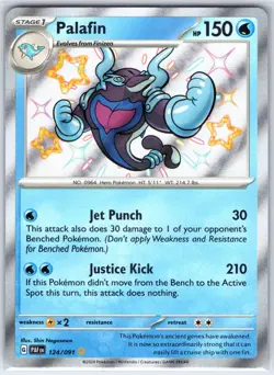 Palafin 124/091 Shiny Rare Paldean Fates Pokemon Holo Near Mint - Image 1