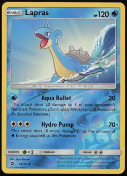 Lapras 21/70 MP Dragon Majesty Uncommon Reverse Holo Pokemon - Image 1