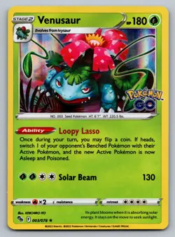 Pokemon Venusaur Holo Rare Holo Pokemon GO 003/078 NM - Image 1