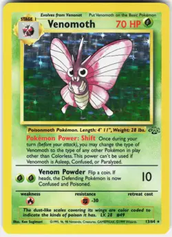 Pokemon Venomoth 13/64 Holo Rare Jungle Pokemon Unlimited Holo Near Mint - Image 1