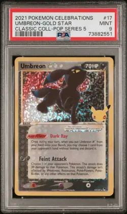 Umbreon Gold Star 17/17 PSA 9 Celebrations Classic Collection Graded Pokemon TCG - Image 1