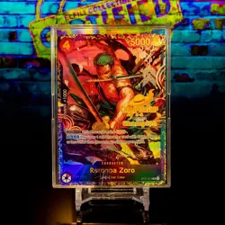 Roronoa Zoro Trading Card One Piece Custom TCG Rainbow Flash Holo Foil Anime - Image 1